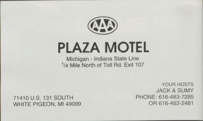 Plaza Motel - Vintage Yearbook Ad (newer photo)